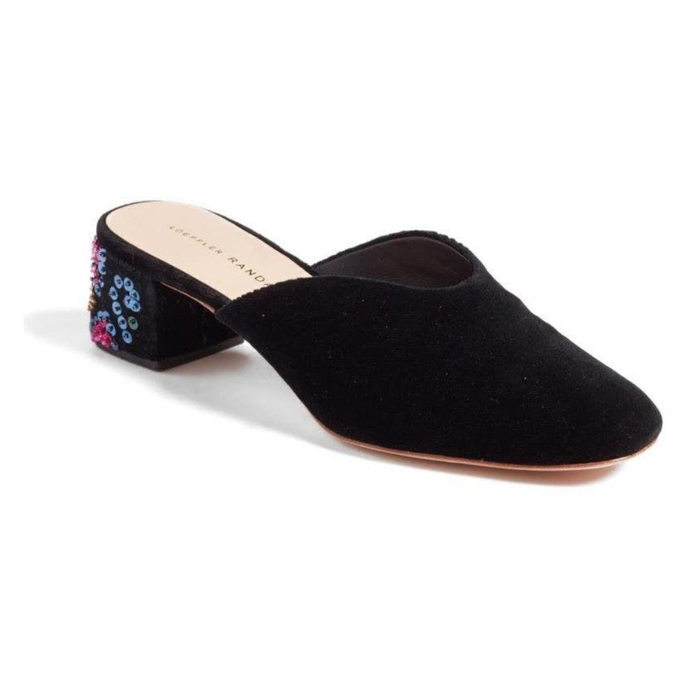 Loeffler Randall Lulu Black Velvet Beaded Heel Mule Size 5
